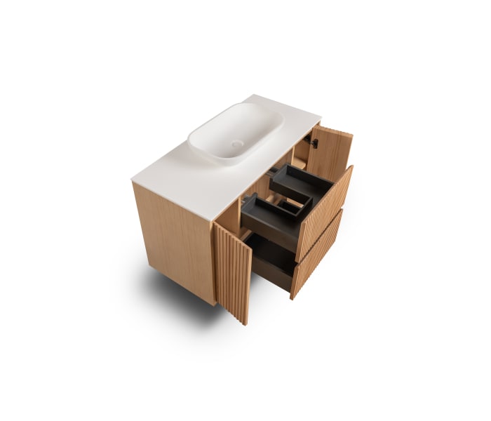 Mueble de baño madera maciza con encimera de solid surface Bruntec Alpes 13 Detalle 4