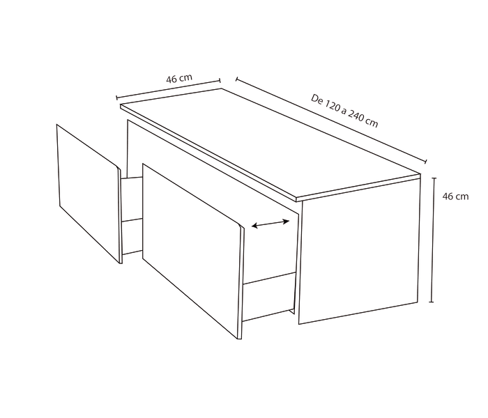 Mueble de baño madera maciza con encimera de madera Bruntec Alpes 4 Croquis 5
