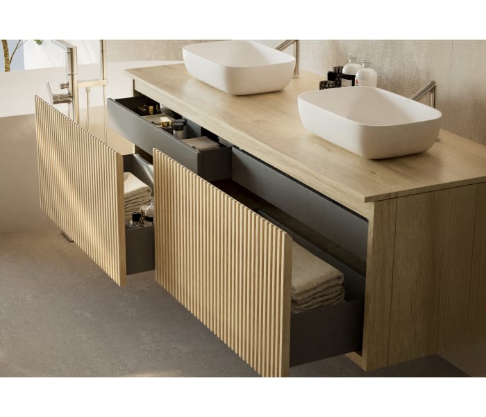 Mueble de baño madera maciza con encimera de madera Bruntec Alpes 4 Detalle 2