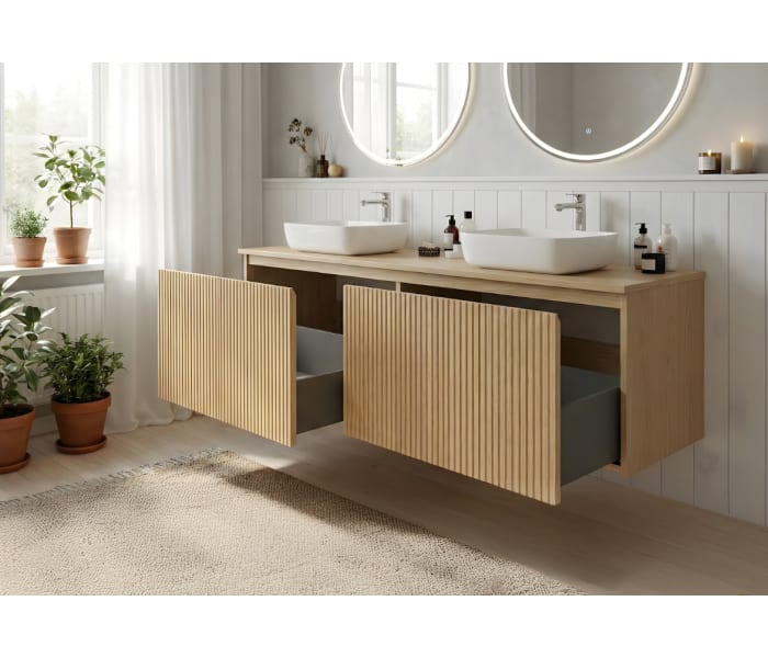 Mueble de baño madera maciza con encimera de madera Bruntec Alpes 4 Detalle 3