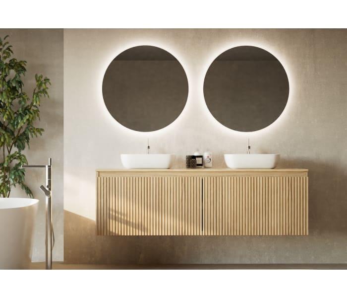 Mueble de baño madera maciza con encimera de madera Bruntec Alpes 4 Principal 1