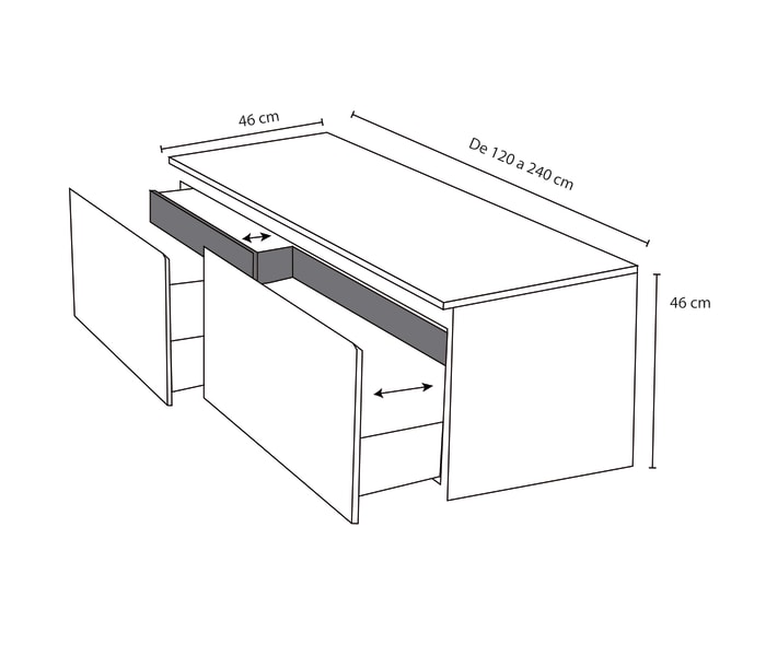 Mueble de baño madera maciza con encimera de madera Bruntec Alpes 4 Croquis 6