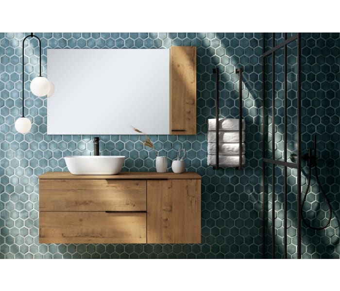 Mueble de baño Roma 140 cm 4 cajones con tapa de madera Bruntec