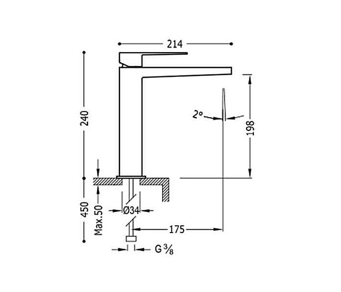 Grifo de lavabo Tres Slim Exclusive Croquis 4