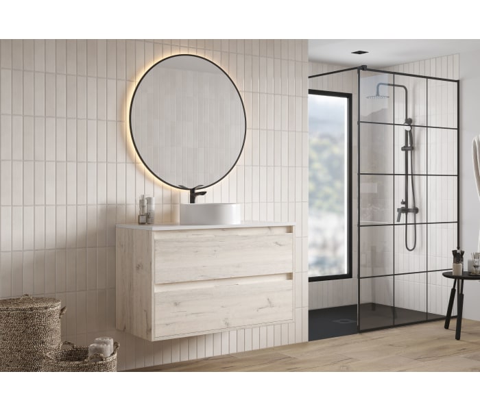 Mueble de baño con encimera Piedra Compactada blanca Bruntec Artemisa Principal 4