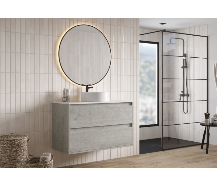 Mueble de baño con encimera Piedra Compactada blanca Bruntec Artemisa Principal 2