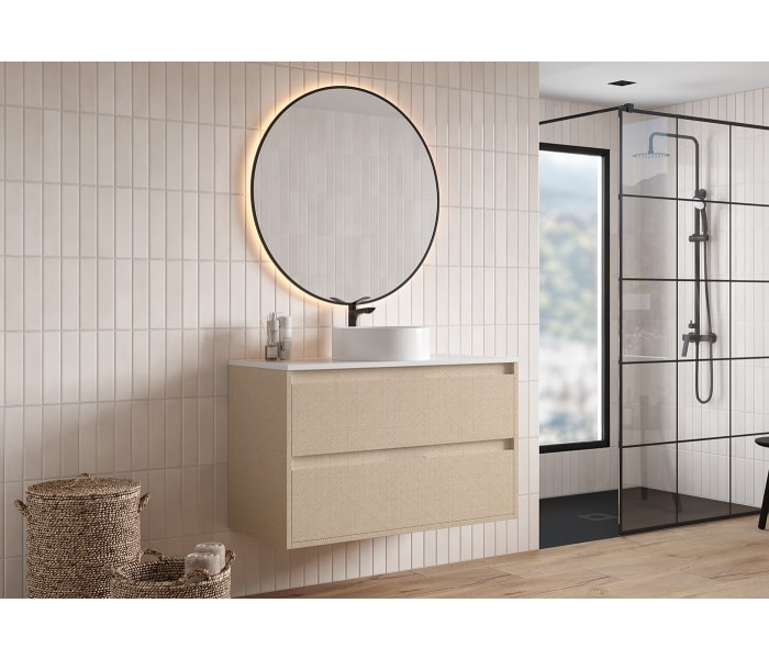 Mueble de baño con encimera Piedra Compactada blanca Bruntec Artemisa Principal 7