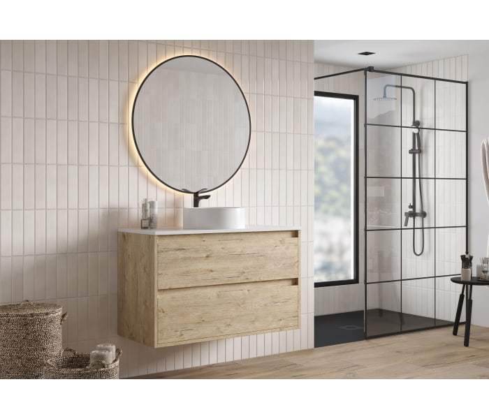 Mueble de baño con encimera Piedra Compactada blanca Bruntec Artemisa Principal 1