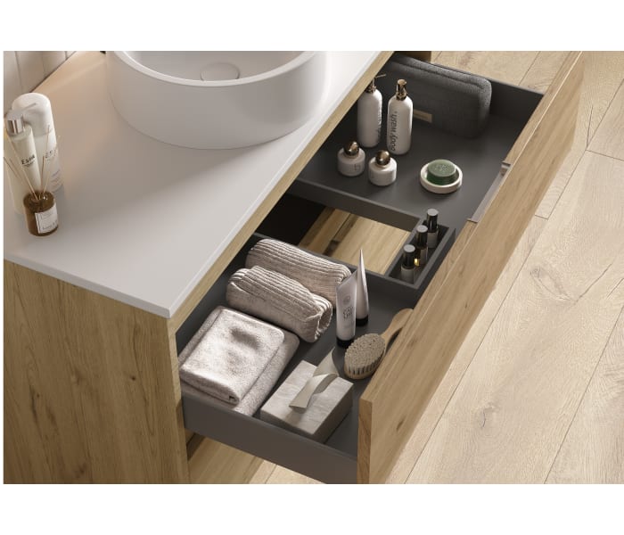 Mueble de baño con encimera Piedra Compactada blanca Bruntec Artemisa Detalle 7