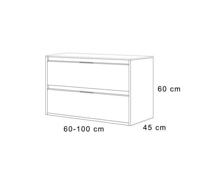 Mueble de baño con encimera Piedra Compactada blanca Bruntec Artemisa Croquis 10