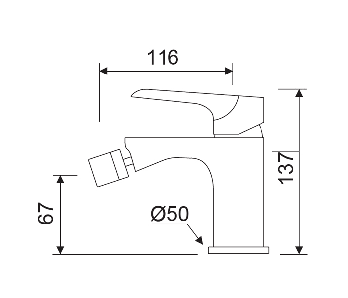 Grifo de bidé Lluvibath Dann Croquis 2