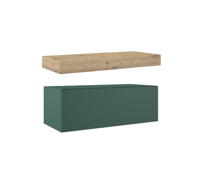 Mueble de baño con encimera de madera 10 cm de altura en color Roble Costa con cajonera Visobath Nomad Principal 8
