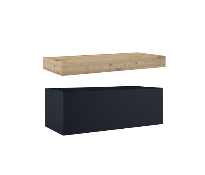 Mueble de baño con encimera de madera 10 cm de altura en color Roble Costa con cajonera Visobath Nomad Principal 10