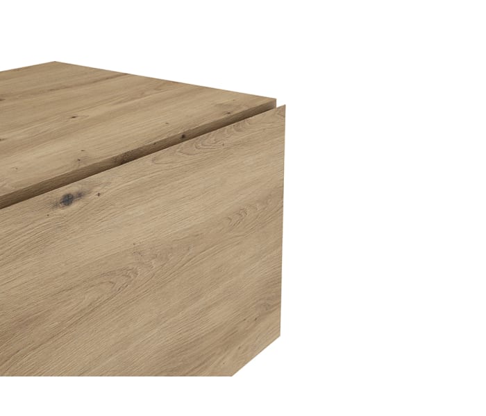 Mueble de baño con encimera de madera 10 cm de altura en color Roble Costa con cajonera Visobath Nomad Detalle 13