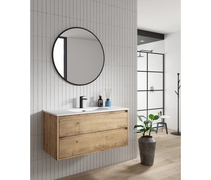 Mueble de baño con lavabo integrado, diseño moderno desde el suelo