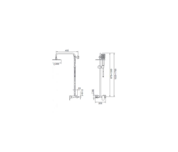 Conjunto de bañera o ducha de Imex Liverpool Croquis 3