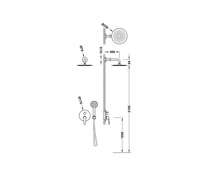 Conjuntos de ducha empotrados Imex Flat Croquis 3