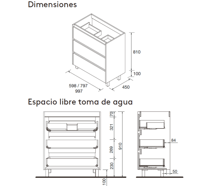 Conjunto mueble de baño Salgar Noja Croquis 11