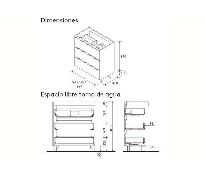 Conjunto mueble de baño Salgar Noja Croquis 11
