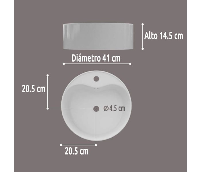 Lavabo sobre encimera Art and Bath Round Croquis 2