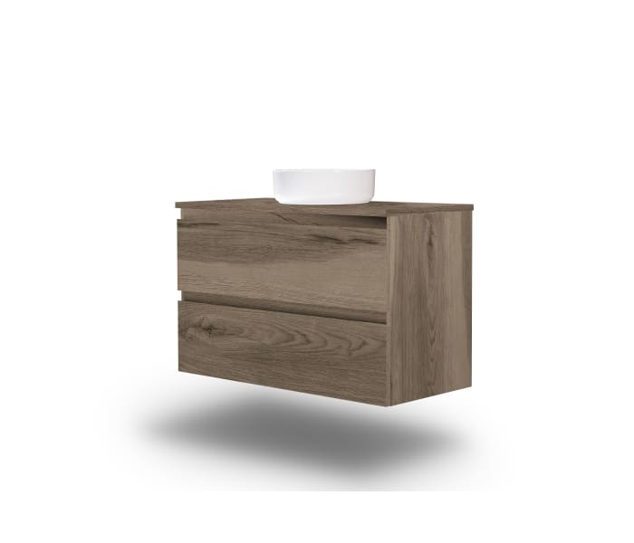 Mueble de baño color madera laminada con encimera de madera Bruntec Vilma Principal 5