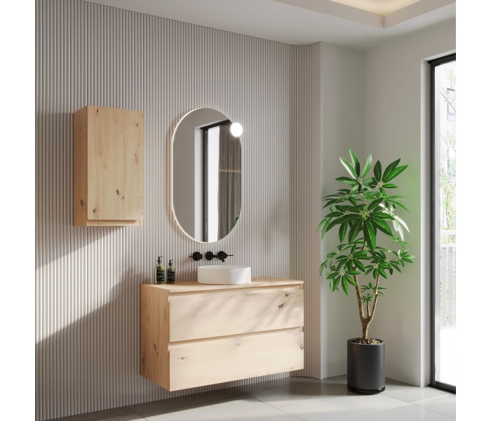 Mueble de baño color madera con encimera de madera Bruntec Vilma Principal 0