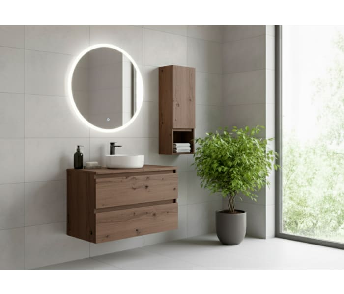 Mueble de baño color madera laminada con encimera de madera Bruntec Vilma Principal 4