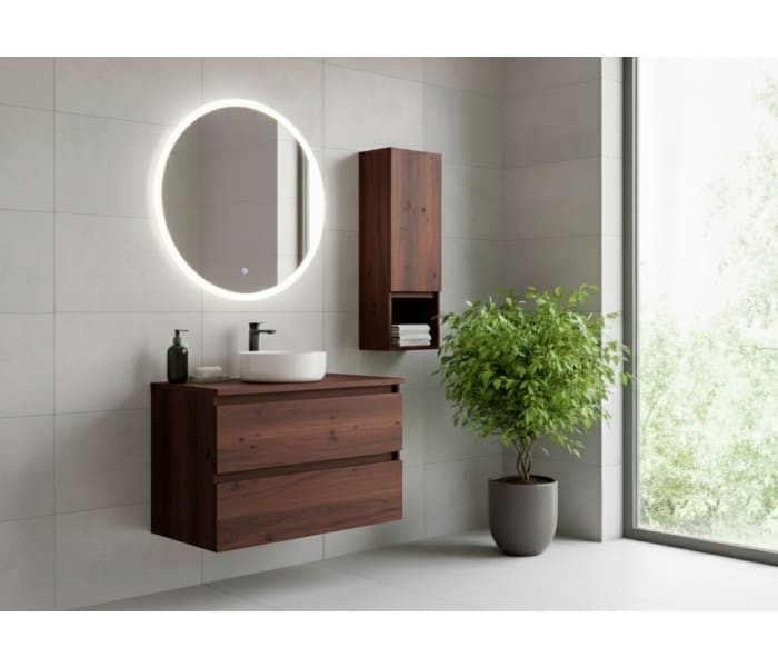 Mueble de baño color madera laminada con encimera de madera Bruntec Vilma Principal 6
