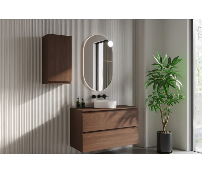 Mueble de baño color madera laminada con encimera de madera Bruntec Vilma Principal 6