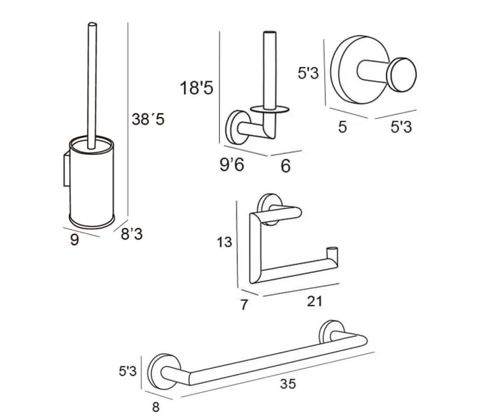 Conjunto accesorios de baño Manillons Torrent Eco Croquis 6