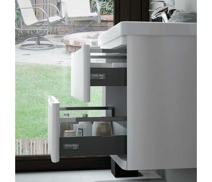 Mueble de baño con encimera de piedra compacta Avila Dos Loop Detalle 1