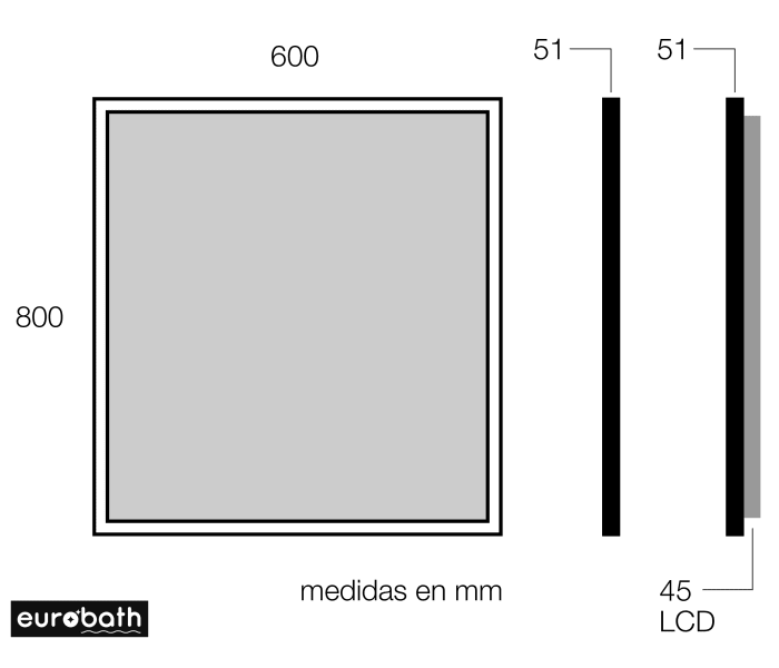 Espejo de baño con luz LED Eurobath Atiu Croquis 6