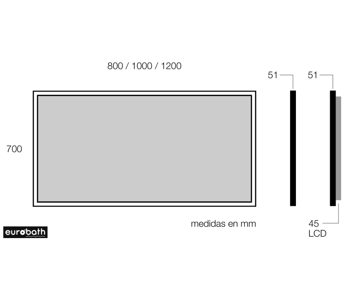 Espejo de baño con luz LED Eurobath Atiu Croquis 5