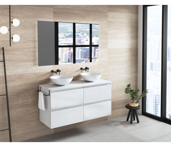 Mueble de baño Roma 120 cm 4 cajones con tapa de madera de Bruntec