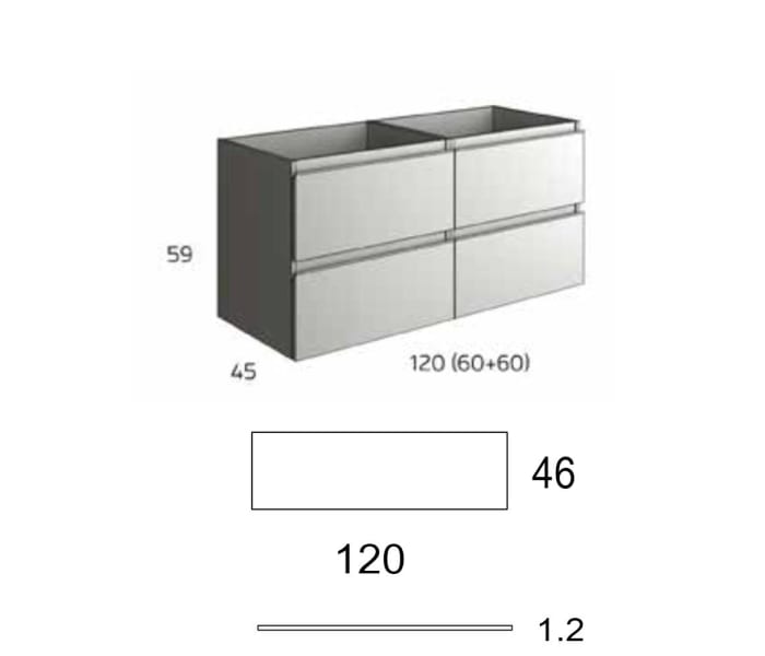 Mueble de baño con encimera de madera Bruntec Roma Croquis 7