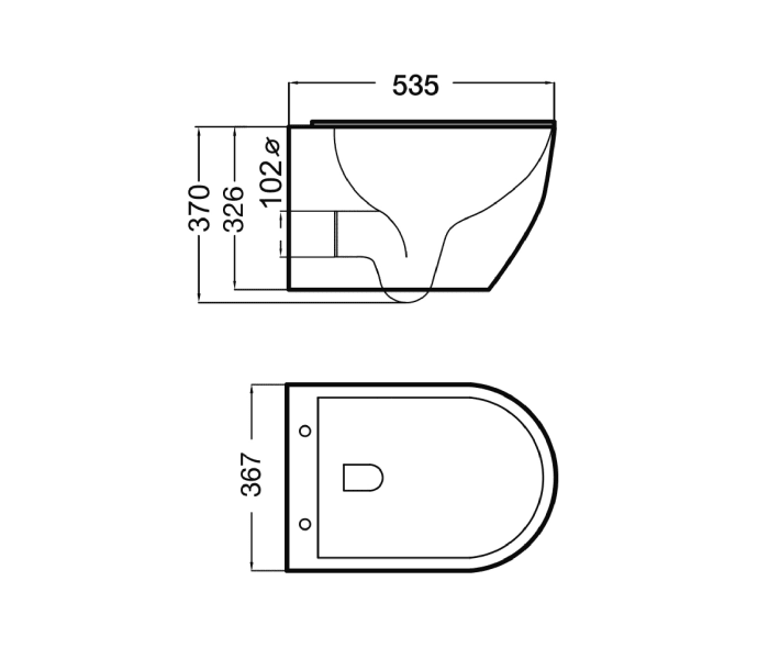 Pack inodoro suspendido + cisterna empotrada Bruntec Lisboa Plus + pulsador Croquis 6