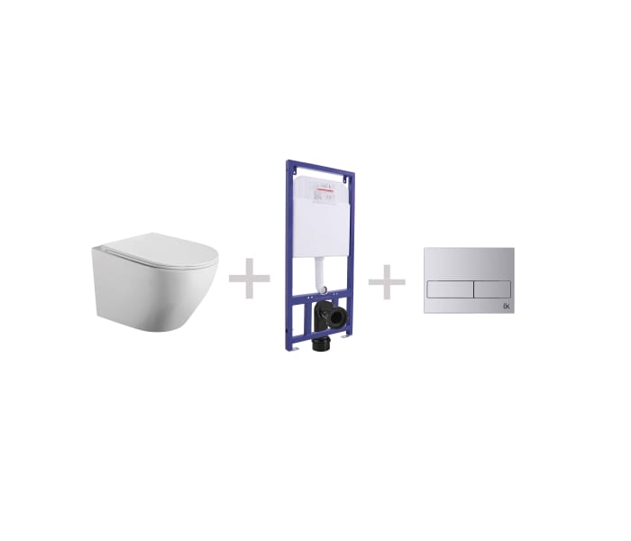 Pack inodoro suspendido + cisterna empotrada Bruntec Lisboa Plus + pulsador Principal 0
