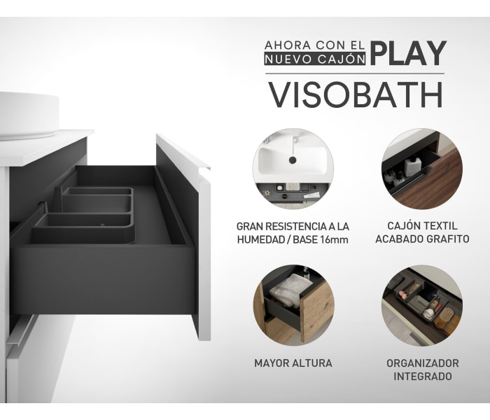 Mueble de baño con encimera Hidrofuga roble costa Visobath Box opción 4