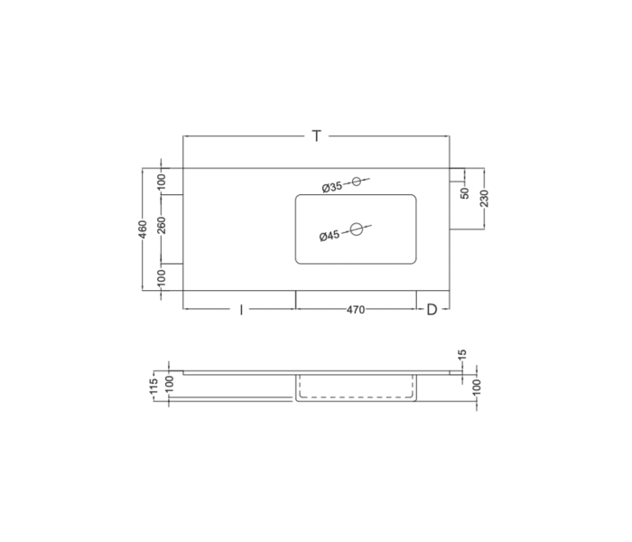 Lavabo encastrado Coycama Ambar Croquis 4