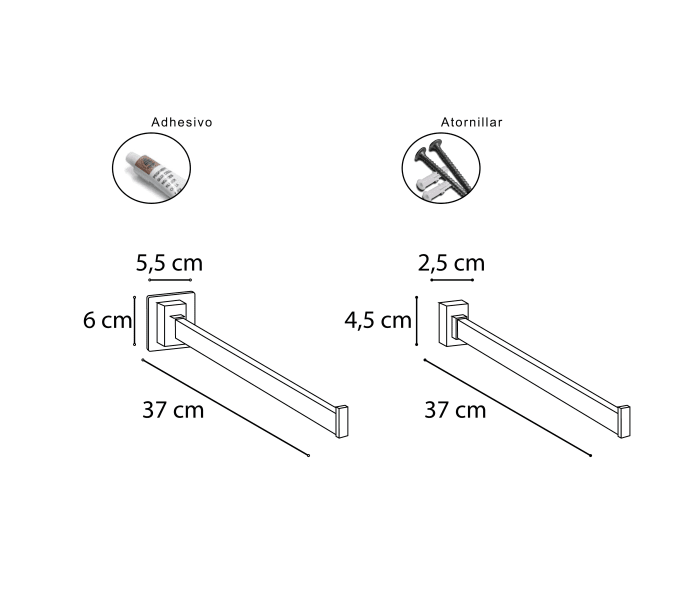 Toallero de baño barra perpendicular Mediterránea del baño Link/Top Croquis 2