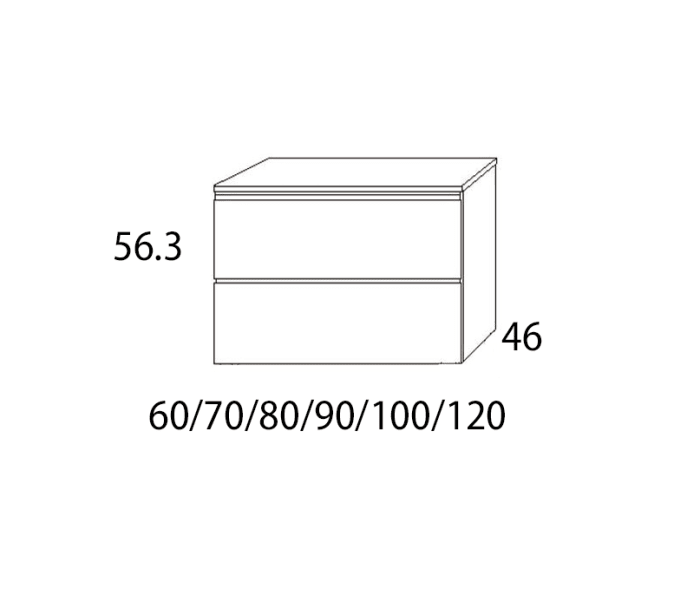 Mueble de baño con encimera de DMF Compatech Visobath Granada Croquis 15