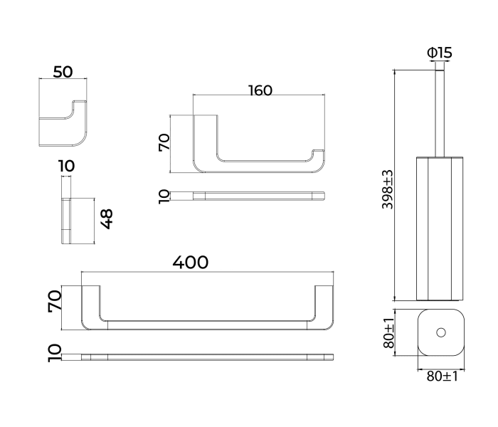 Conjunto de accesorios de baño Medimex Nova Croquis 11