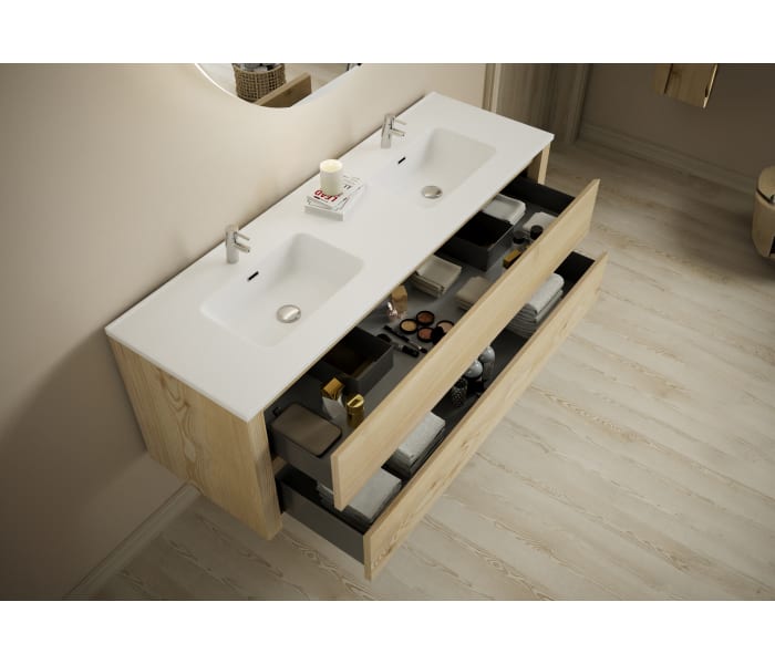 Conjunto de mueble de baño de madera maciza Bruntec Laponia Detalle 2