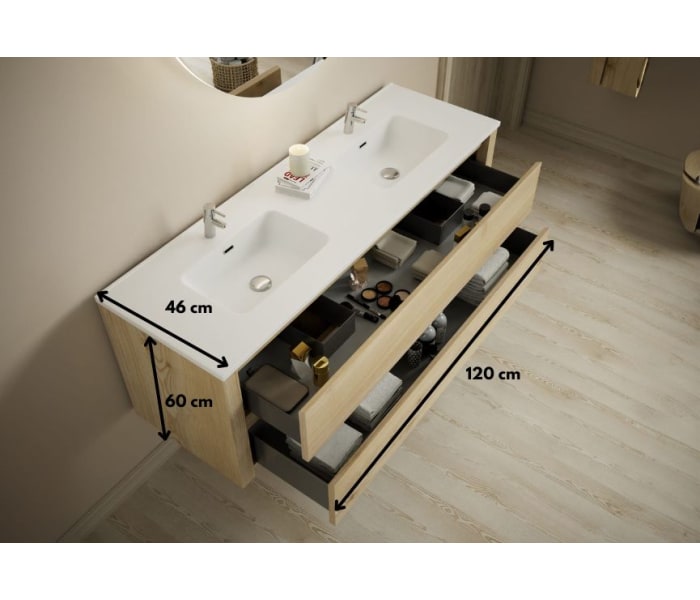 Conjunto de mueble de baño de madera maciza Bruntec Laponia Croquis 4