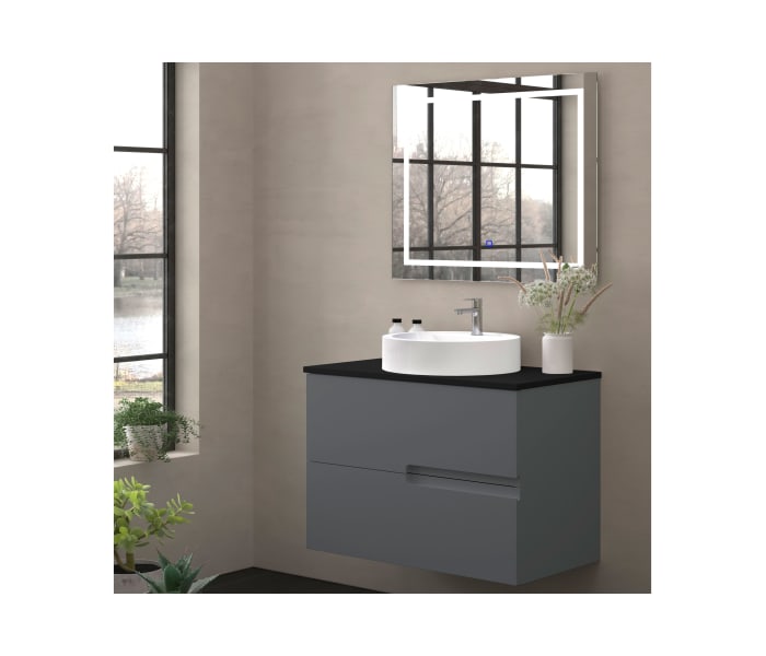 Mueble de baño con encimera piedra compactada negra Bruntec Lia colores Principal 5