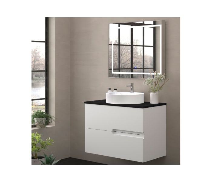 Mueble de baño con encimera piedra compactada negra Bruntec Lia colores Principal 0