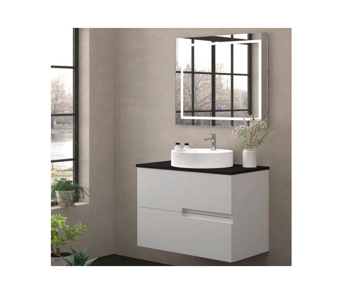 Mueble de baño con encimera piedra compactada negra Bruntec Lia colores Principal 3