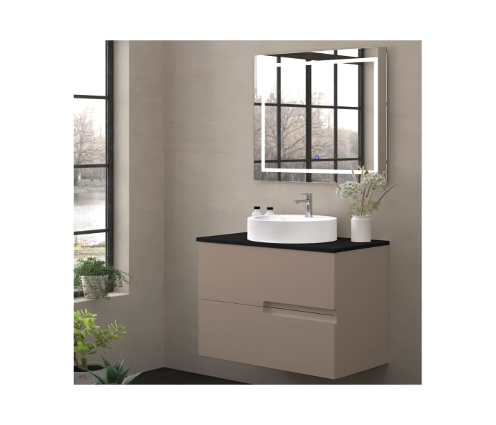 Mueble de baño con encimera piedra compactada negra Bruntec Lia colores Principal 4