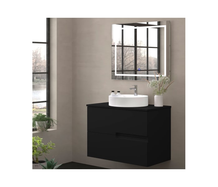 Mueble de baño con encimera piedra compactada negra Bruntec Lia colores Principal 2