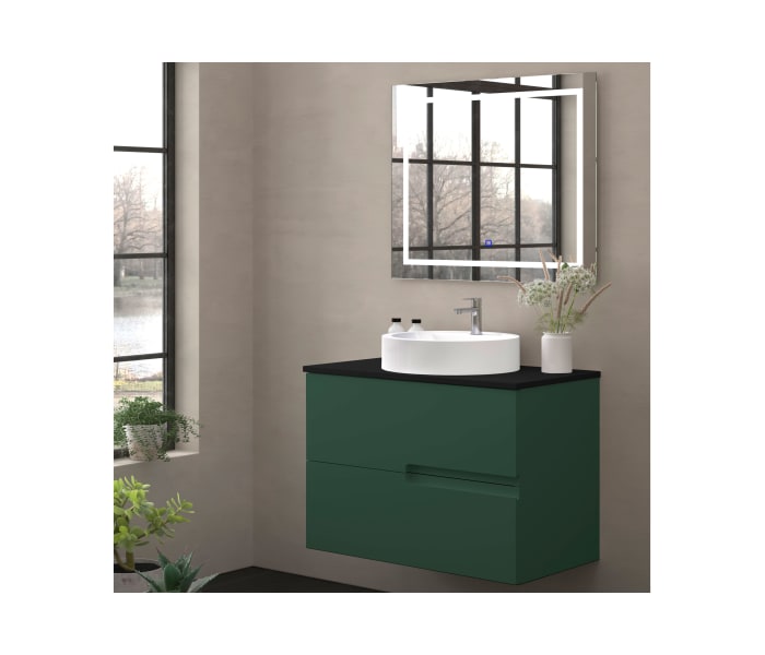 Mueble de baño con encimera piedra compactada negra Bruntec Lia colores Principal 6